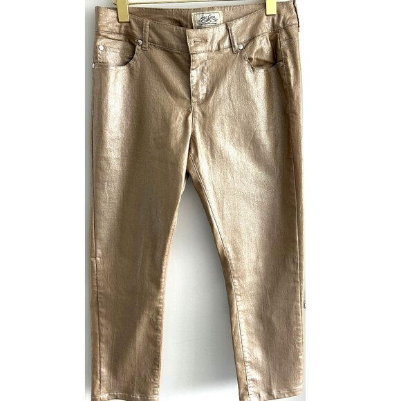One 5 One Golden Metallic Denim Jeans Sz 10 - Picture 1 of 8